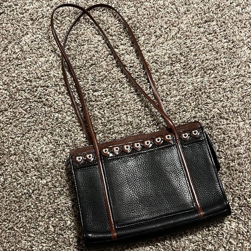 Brighton Black and Brown Leather Shoulder Bag